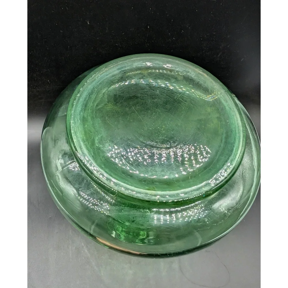 Vintage Green Glass Decanter Bell Shape Panel Optic Ribbed with Stopper MCM